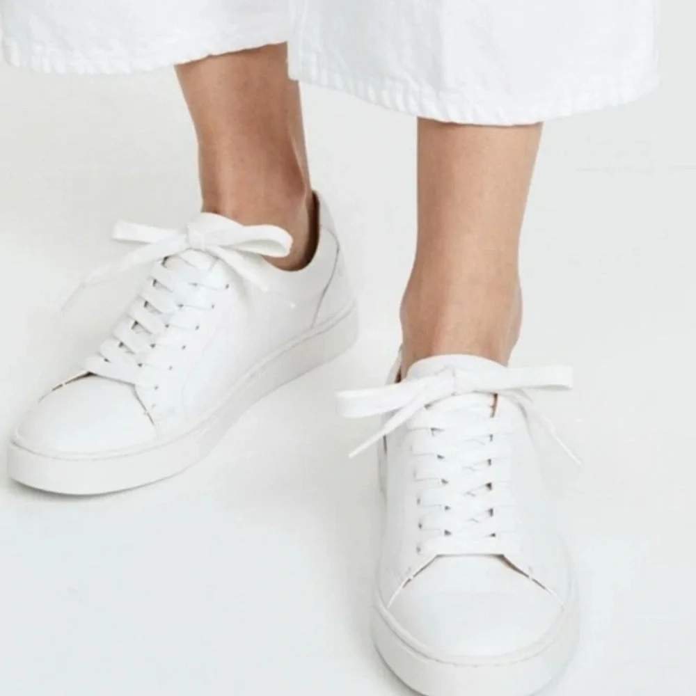Frye Women's Tumbled Leather Ivy Low Lace Sneakers White Size 9 M